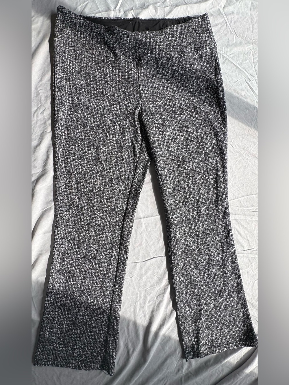 Zoe + Phoebe Marled Knit Flare Dress Pants in Black & Grey
